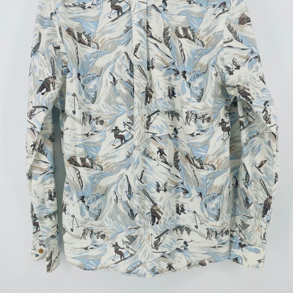 Tommy Hilfiger Long Sleeve Button Down Shirt Skiing Print Slim Fit Size L Preppy - Picture 10 of 10